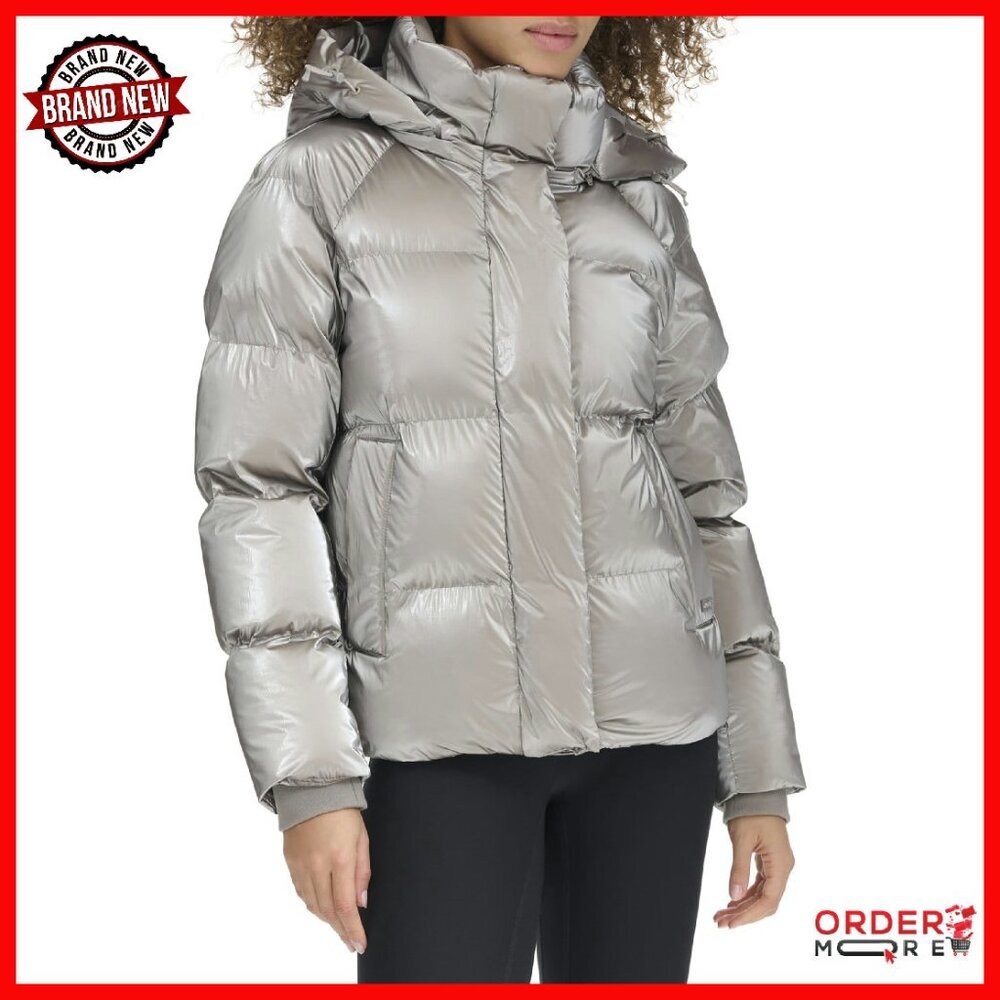 Lightweight Quilted Puffer Jacket With Removable Hood, Water Resistant